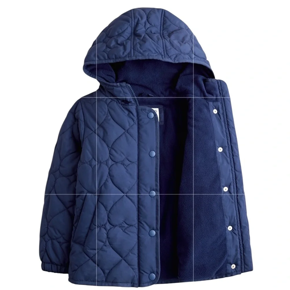 NEW CREWCUTS J. Crew Girls' Heart quilted jacket with PrimaLoft Navy Size Large‎